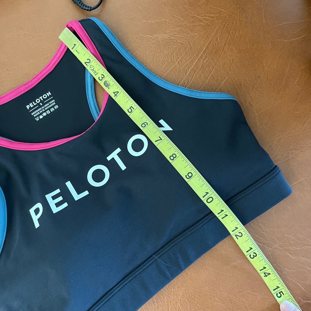 Peloton Padded Sports Bra Black Pink Blue Racerback Size Small - Picture 8 of 8
